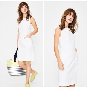 Boden White Chino Tamara Sheath Dress‎ NWT in size 6L
